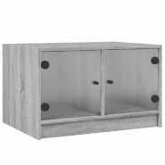 VidaXL Table basse avec portes en verre sonoma gris 68x50x42 cm Modèle Atlas Infinite Core - 836369