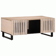 VidaXL Table basse blanc 100x55x40 cm bois de manguier massif Modèle Grandeur Pro - 377499