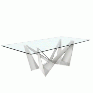 AC ANGEL CERDA Angel Cerdá Table à manger rectangulaire verre trempé et acier chromé 1049-200x95C 200 x 95 x 75 - gris verre 8435631045946