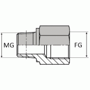 Adaptateur droit mâle gaz conique x femelle gaz cylindrique prolongé - WMFCO00202 - UMFGCO 1/8 / 1/8 PROLONGE