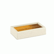 Boite chocolats carton blanc intérieur or à fenêtre 14,5x7,5x3,5cm - par 50