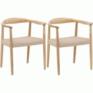 Chaise en hévéa et corde synthétique Lovön (Lot de 2) Venture Home - beige 3700866383565