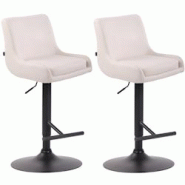 CLP Lot de 2 tabourets de Bar Club en Similicuir Blanc - blanc 318881 CLP Lot de 2 tabourets de Bar Club en Similicuir Blanc - blanc 318881