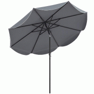 COSTWAY parasol jardin 270cm manivelle avec volant, inclinable 30° des deux côtés, balcon terrasse (Gris) - gris métal ZB35435SD