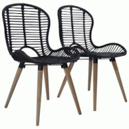 Décoshop26 - Set de 2 chaises de salle à manger design rustique en rotin naturel noir pieds en bois DEC025552 - noir 3000255309337 Décoshop26 - Set de 2 chaises de salle à manger design rustique en rotin naturel noir pieds en bois DEC025552 - noir 3000255309337