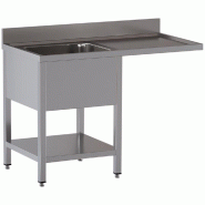 Diamond - Plonge 1 cuve et 1 égouttoir à droite, avec sous tablette et espace lave-vaisselle - réf. L1211/VD-SD4 - inox AKS-L1211/VD-SD4