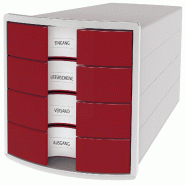 HAN Boîte à tiroirs IMPULS, 4 tiroirs fermés, coloris gris/rouge - 1012-17