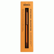 Lot de 2 Stylo-bille rechargeable Rhodia scRipt, pointe 0,7, encre noire, corps coloris orange - 3037920093888