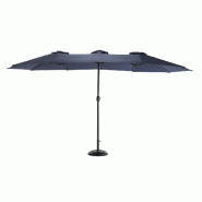 Merax parasol rectangulaire 453 x 267 cm, UPF50+, manivelle, 12 baleines acier, sans socle, bleu marine - bleu multi-matériau W2021P228091