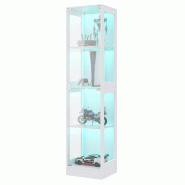 Merax Vitrine LED 40×35×170 cm, vitrine en verre blanc, vitrine de collection avec contrôle par application, 4 niveaux, moderne - blanc multi-maté
