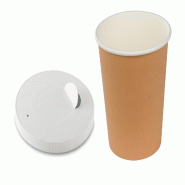 Pack Combo Gobelet + Couvercle Carton NOVACUP 300ml - Haute Densité FSC - Recyclable & Éco-responsable - Lot de1000 - beige en carton GH268C