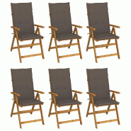 VidaXL Chaises Pliables De Jardin Lot De 6 Avec Coussins Bois D Acacia - gris 3064127