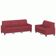 VidaXL Ensemble de canapés 2 pcs et coussins Rouge bordeaux Similicuir Modèle Jardin Pro - 3201381