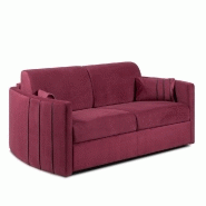 CANAPÉ LIT EXPRESS CAPRI COUCHAGE 140 CM SOMMIER LATTES MATELAS 16 CM ACCOUDOIRS STYLISÉS VELOURS BORDEAUX