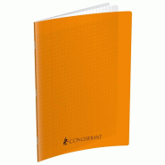 CONQUERANT Lot de 5 Cahier Classique PP piqué A4, 192p./96 feuilles 70g/m², Séyès, coloris orange - 3020120118574