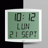 Horloge calendrier LCD Cristalys Date - BODET - piles 1,5V - impulsions 12-24V - boîtier ABS blanc