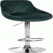 Décoshop26 - Tabouret de bar en velours vert coutures décoratives pivotant support métal chromé TDB10677 - 3002473932694