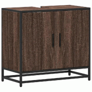 Helloshop26 - Armoire de lavabo rétro élégante salle de bain 65 x 33 x 60 cm avec grand espace de rangement en bois chêne marron 02_0049658 - marr