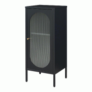 Helloshop26 - Armoire étagère meuble de rangement vitrée acier verre 102 x 43 x 40 cm noir mat 03_0008928 - noir verre 3000224422401