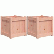 Helloshop26 - Jardinière bac lit surélevé plantes fleurs jardin terrasses lot de 2 bois massif douglas marron 02_0039053 - 3000218004125