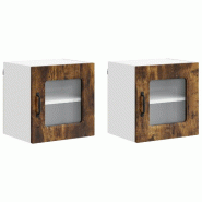 Helloshop26 - Lot de 2 armoires murales de cuisine moderne 40 x 31 x 40 cm grand espace de rangement style épuré en bois 02_0053524 - Bois massif 30
