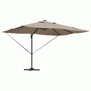 Helloshop26 - Parasol déporté moderne et inclinable 352 x 251 x 265 cm ambiance cosy en polyester taupe 02_0058702 - aluminium 3000240728242