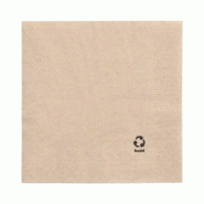 Papstar 250 serviettes, 2-épaisseurs pliage 1/4 33 cm x 33 cm nature en papier recyclé - beige 37125