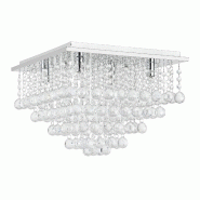 Plafonnier lampe de plafond aluminium cristal artistique 38 x 38 cm chrome et blanc 03_0003212
