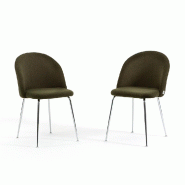 RATTATAN Lot de 2 chaises en tissu teddy d’intérieur, pieds en métal, rembourrées pour cuisine, salle à manger, restaurant – Sara Teddy – Ve