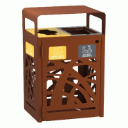 ROSSIGNOL Corbeille de tri anti-nuisible 2x60L avec couvercle calibrée + stickers CYBEL effet corten - marron acier 53606