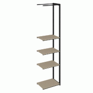 Suite structure Cage noir 58x40x240cm 4 tablettes taupe