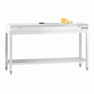 Table inox de découpe avec plan blanc - Profondeur 700 mm | Ggm - 1600_0