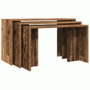Tables gigognes 3 pcs vieux bois bois d'ingénierie Modèle Apex Luna - 858540