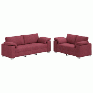 VidaXL Canapé 2 pcs Bordeaux 219 x 80 x 82 cm tissu Modèle Vega Office Prime - Matériau naturel 3324743