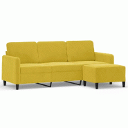 VidaXL Canapé à 3 places avec repose-pieds jaune 180 cm velours Modèle Orion Office Métal - 3201180