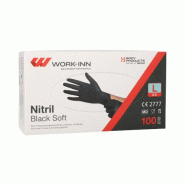 100 Gants "WORK-INN/PS", nitrile non poudré "Black Soft" noir taille L - L noir Nitrile 98438