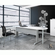 Bureau convivial Tono avec retour et ½ lune - Mobel Linea - Acacia clair, Droite