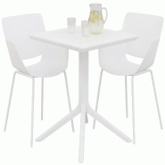 CLP Salon de jardin Lirra avec 2 chaises Plastique HBT: 80x188x80 cm Blanc - blanc 328125