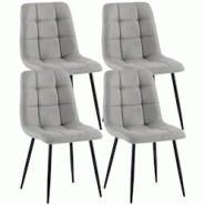 Décoshop26 - Lot de 4 chaises de salle à manger en tissu gris pieds métal noir design moderne et confortable CDS10413 - gris 3002483632690 Décoshop26 - Lot de 4 chaises de salle à manger en tissu gris pieds métal noir design moderne et confortable CDS10413 - gris 3002483632690