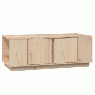 Décoshop26 - Table basse de salon avec 4 compartiments et 2 portes 110 x 50 x 40 cm bois massif de pin couleur chêne DEC036991 - Bois massif 3000263