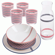 El Ganso - Service de vaisselle 12 pièces avec bouteille d'eau 1,2 L et 4 verres de 345 ml - multicolore inox PK7350