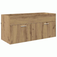 Helloshop26 - Armoire de lavabo moderne avec grand espace de stockage 100 x 38,5 x 46 cm en bois d'ingénierie chêne artisanal 02_0052659 - Bois mass