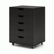 Helloshop26 - Armoires à 5 tiroirs à roulettes verrouillables pour bureau 49 x 40 x 65 cm pratique moderne en MDF noir 20_0010265 - noir Bois manufa