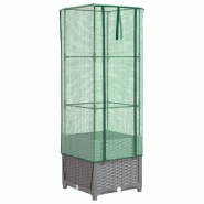 Helloshop26 - Jardinière bac lit surélevé plantes fleurs terrasse jardin surélevée avec housse aspect rotin 40 x 40 x 139 cm gris 02_0038776 - 30