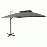 Helloshop26 - Parasol déporté à double toit 300 x 300 cm anthracite 02_0008556 - aluminium 3000456582720