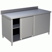 KBS Gastrotechnik KBS Armoire de travail avec rebord L 150 cm X P 60 cm x85 cm avec portes coulissantes - Acier inoxydable 18/10 90211113