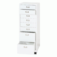 Mendler Caisson à roulettes HWC-L49, armoire à tiroirs Armoire à dossiers en acier, métal 115x40x41cm 8 tiroirs ~ blanc - blanc métal 99474