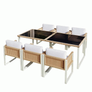 Merax ensemble repas de jardin, 6 personnes, rotin, blanc - blanc multi-matériau OT990123W
