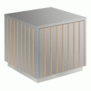 Podium 1 porte push-pull Vertigo T03 MDF naturel et gris alu 45x45x40cm