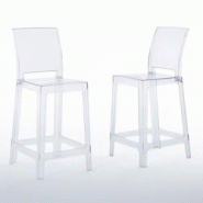 RATTATAN Lot de 2 tabourets de bar en polycarbonate transparent, robustes et résistants, idéaux pour comptoir et îlot, au design moderne et épuré RATTATAN Lot de 2 tabourets de bar en polycarbonate transparent, robustes et résistants, idéaux pour comptoir et îlot, au design moderne et épuré